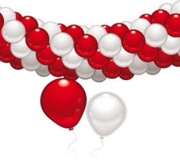 Ballon-Deko-Set: 60 Ballons, rot-weiß, mit Deko-Zubehör - 1