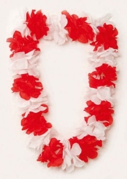 Blumen-Kette: Hulakette, rot-weiß - 1