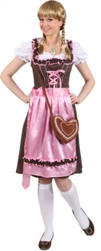 Dirndl: Dirndl-Kombination „Gigi“, Kleid, Bluse und Schürze, rosa-braun - 1