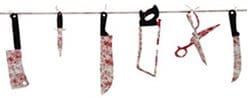 Girlande: Halloween-Girlande mit 12 blutigen Werkzeugen, Kordel, 230 cm - 1
