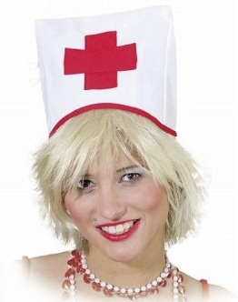 Haube: Krankenschwester-Haube, weiß, rotes Kreuz - 1