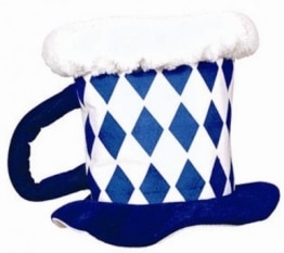 Hut: Bayerischer Bierkrug blau/weiss als Kopfbedeckung - 1