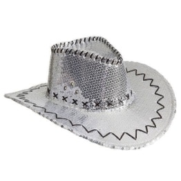 Hut: Cowboyhut, Pailletten, silber - 1