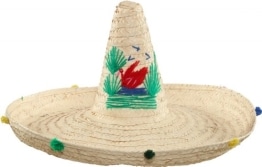 Hut: Riesen-Sombrero, Stroh, naturfarben, bunter Rand - 1