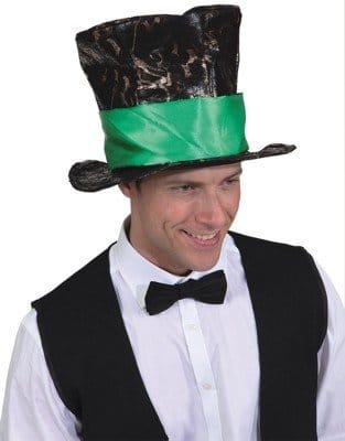Hut: Zylinder, schwarz, breites grünes Hutband, Kopfweite 61 - 2