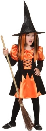 Kleid Hexe Zara orange-schwarz - 1