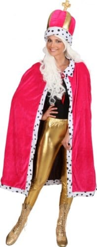 König-Kostüm: Mantel mit Mütze, pink, mit Fellabsatz, Einheitsgröße - 2