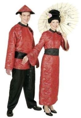 Kostüm Chinese : Oberteil, Hose und Gürtel - 1