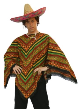 Kostüm: kurzer Mexikaner-Poncho mit Sombrero - 1