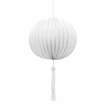 Lampion: Mini-Lampion mit Bommel, weiß, 12 cm Durchmesser, 6er-Pack - 2