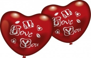 Luftballons: Rotes Herz, Aufschrift „I Love You“, 5 Stück - 1