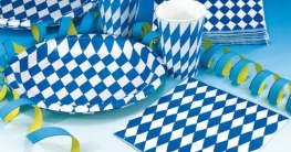 Partybecher mit blau-weißen Rauten, 8er-Pack - 1
