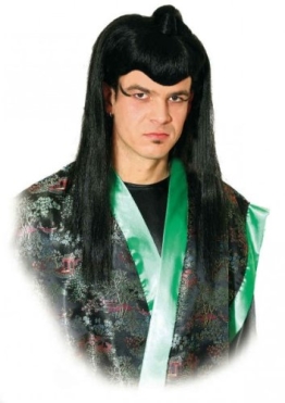 Perücke: „Kung-Fu-Meister“, schwarz, lange Haare - 1