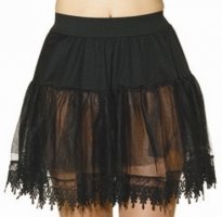 Petticoat, schwarz, mit Spitze, 1-lagig, verschiedene Größen - 1