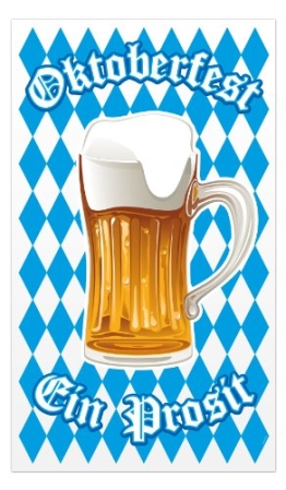 Poster: Türposter, „Oktoberfest“, Bierkrug, weiß-blaue Rauten, Folie, 70 x 120 cm - 1