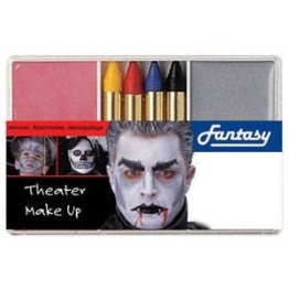 Schminkset für den Vampir: Grundschminke, Abschminke und 4 farbige Stifte - 1