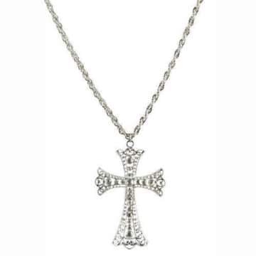 Schmuck: Kette, Kreuz mit Steinen, silber - 1