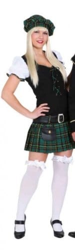 Scottish Girl grün : Kleid, Gürtel und Barett - 1