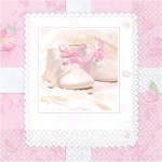 Servietten, Babyschuhe-Motiv, rosa, 16er-Pack, 33 x 33 cm - 1