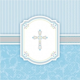 Servietten, hellblau mit Kreuz, dreilagig, 33 x 33 cm, 16er-Pack - 1