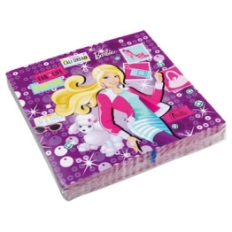 Servietten: Party-Servietten, Motiv „Barbie Fashion“, 33 x 33 cm, 20 Stück - 1