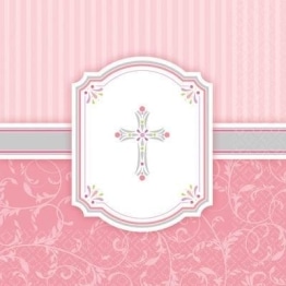 Servietten, rosa mit Kreuz, dreilagig, 33 x 33 cm, 16er-Pack - 1