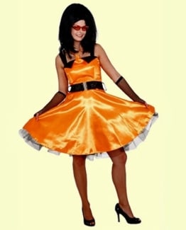 Sixties Kleid orange mit Petticoat - 1