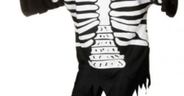 Skelett-Kostüm, Skelett-Verkleidung mit Oberteil und Haube, Einheitsgröße - 1