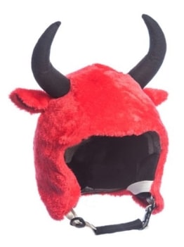 Skihelm-Verkleidung: Skihelmcover, Teufel mit Hörnern, rot - 1