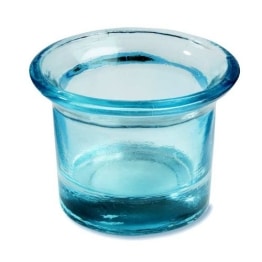 Teelichtglas: Kerzenglas, türkis, 4,5 cm Höhe - 1