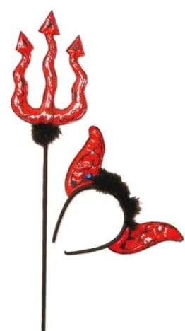 Teufel-Kostüm: Teufelsgabel, schwarz-rot - 1