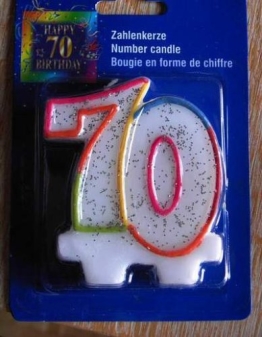 Zahlenkerze 70. Geburtstag, Kerze siebzigster, siebzig - 1